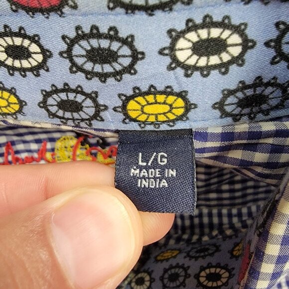 Robert Graham Shirt Mens Large Blue Checkered Button Up Long Sleeve Preppy - Picture 9 of 10